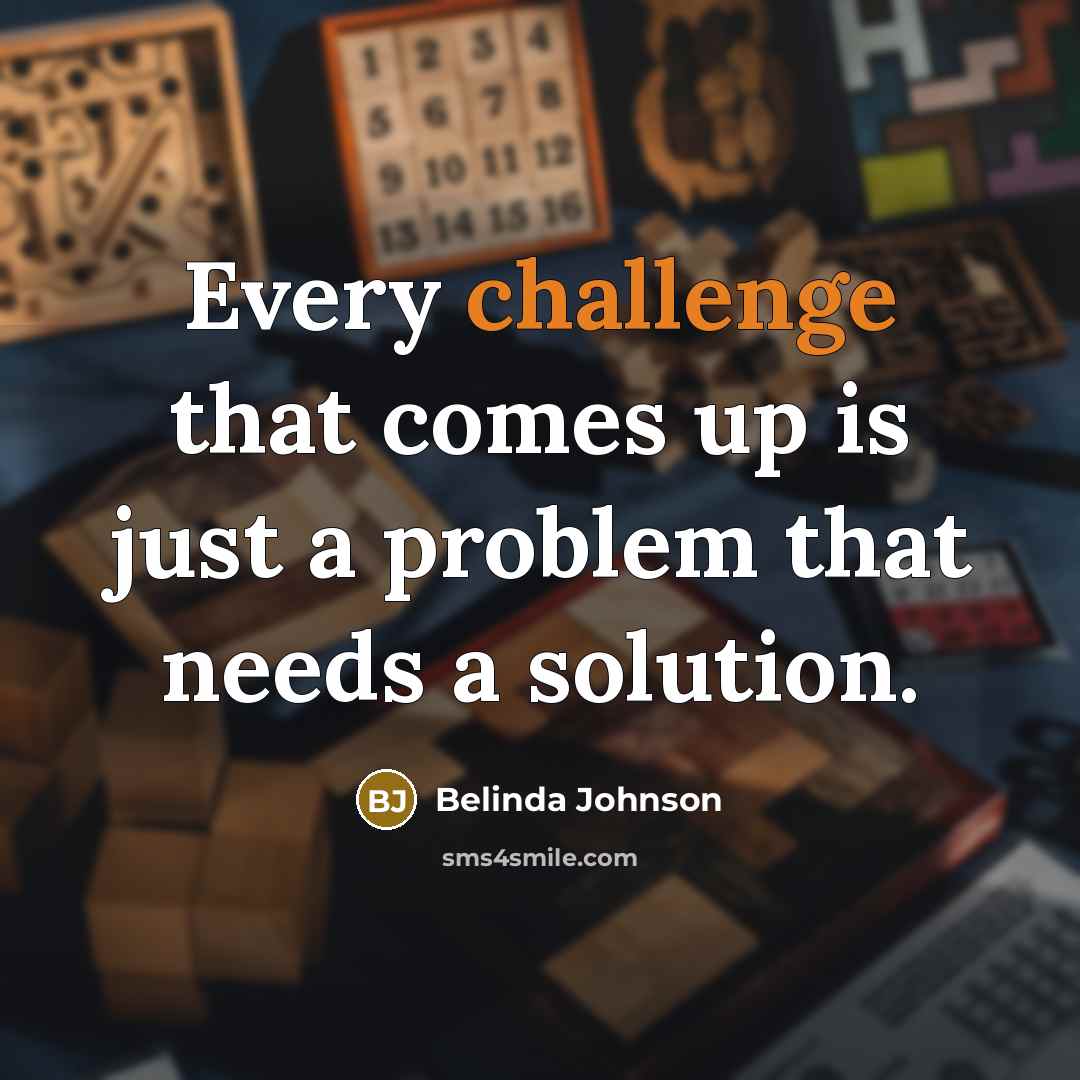 “Every challenge that comes up is just a problem that needs a solution.” quote by Belinda Johnson
