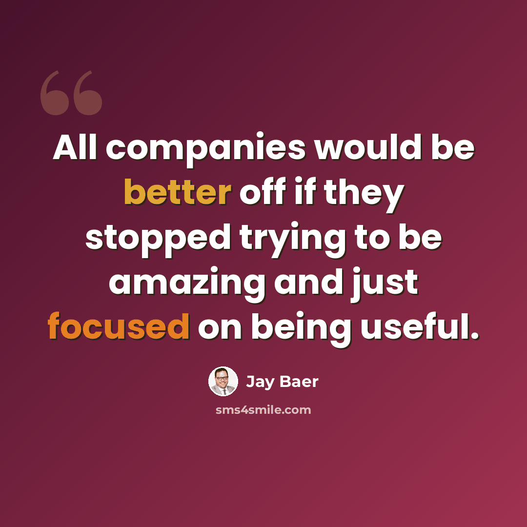 “All companies would be better off if they stopped trying to be amazing and just focused on being useful.” quote by Jay Baer