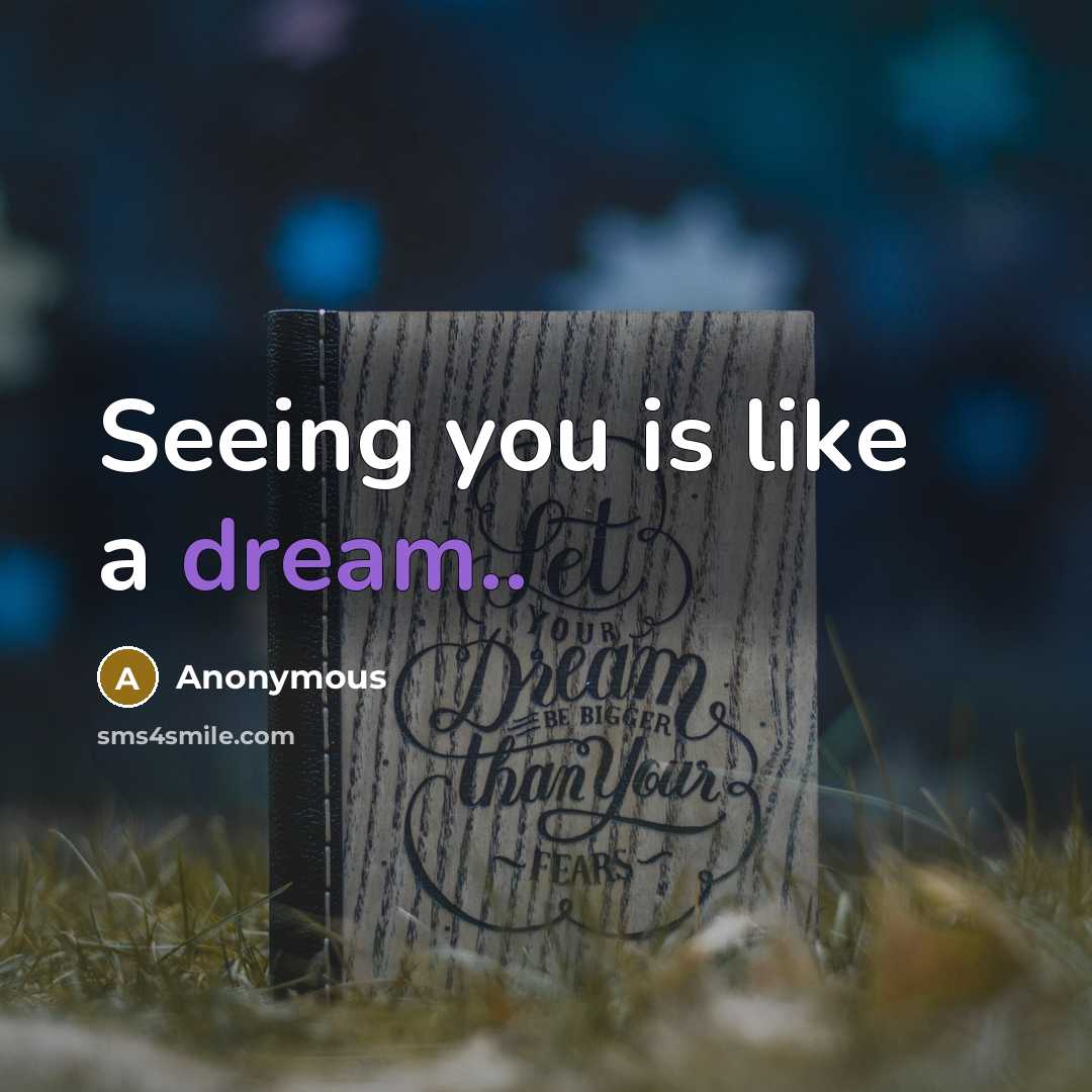 “Seeing you is like a dream..” quote by Anonymous