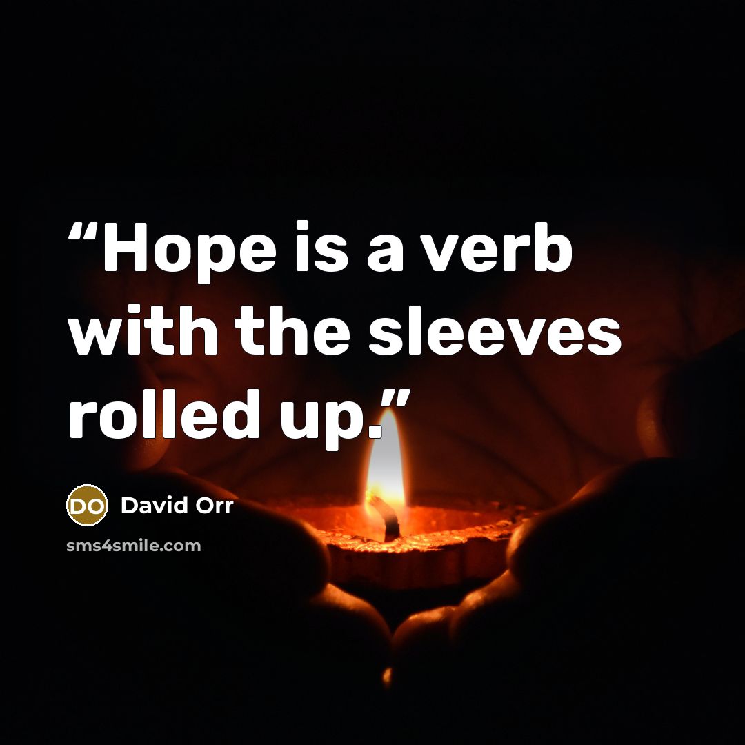 “Hope is a verb with the sleeves rolled up.” quote by David Orr