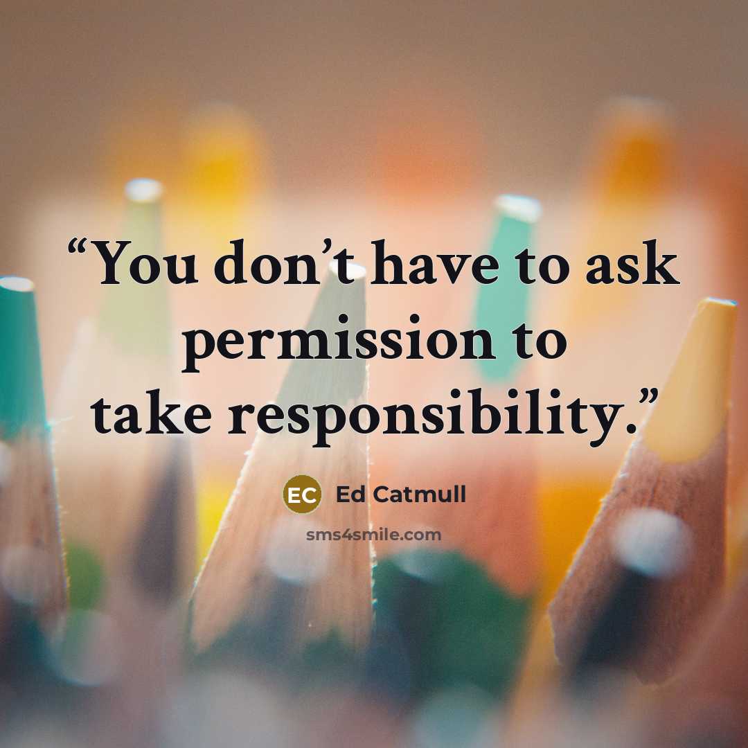 “You don’t have to ask permission to take responsibility.” quote by Ed Catmull
