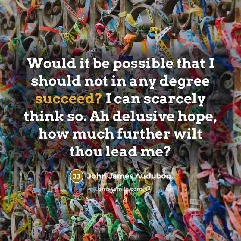 “Would it be possible that I should not in any degree succeed? I can scarcely think so. Ah delusive hope, how much further wilt thou lead me?” quote by John James Audubon