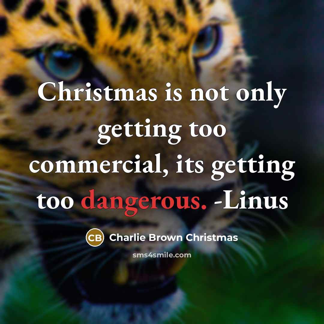 “Christmas is not only getting too commercial, its getting too dangerous. -Linus” quote by Charlie Brown Christmas