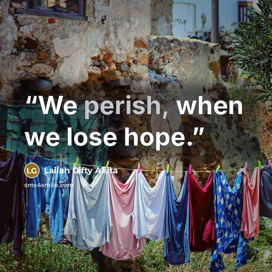 “We perish, when we lose hope.” quote by Lailah Gifty Akita