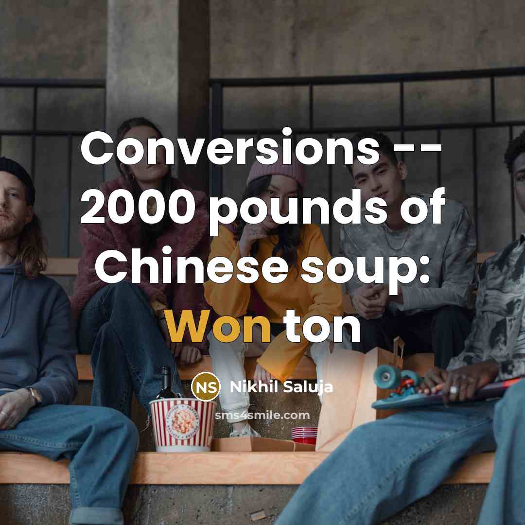 “Conversions -- 2000 pounds of Chinese soup: Won ton” quote by Nikhil Saluja