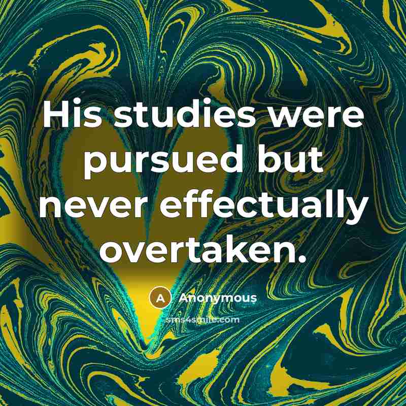 “His studies were pursued but never effectually overtaken.” quote by Anonymous