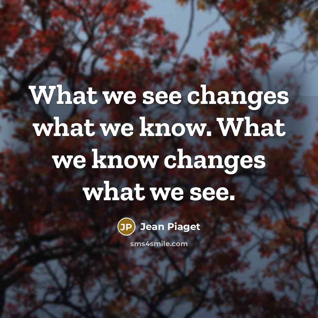 “What we see changes what we know. What we know changes what we see.” quote by Jean Piaget