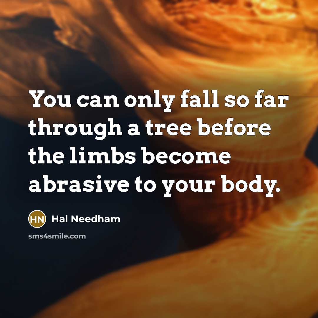 “You can only fall so far through a tree before the limbs become abrasive to your body.” quote by Hal Needham