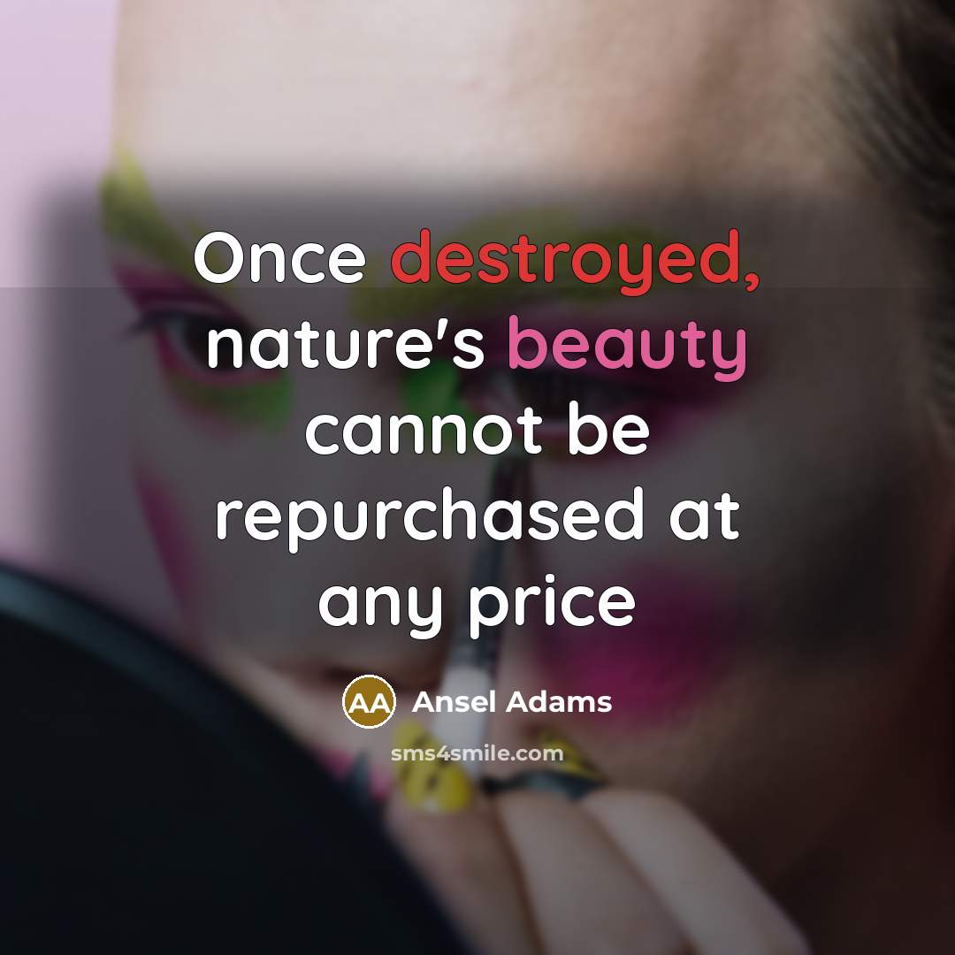 “Once destroyed, nature's beauty cannot be repurchased at any price” quote by Ansel Adams