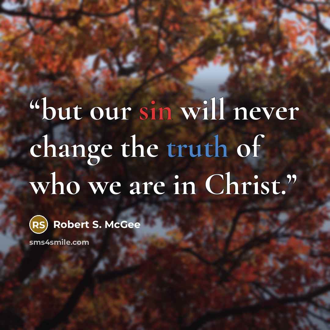 “but our sin will never change the truth of who we are in Christ.” quote by Robert S. McGee