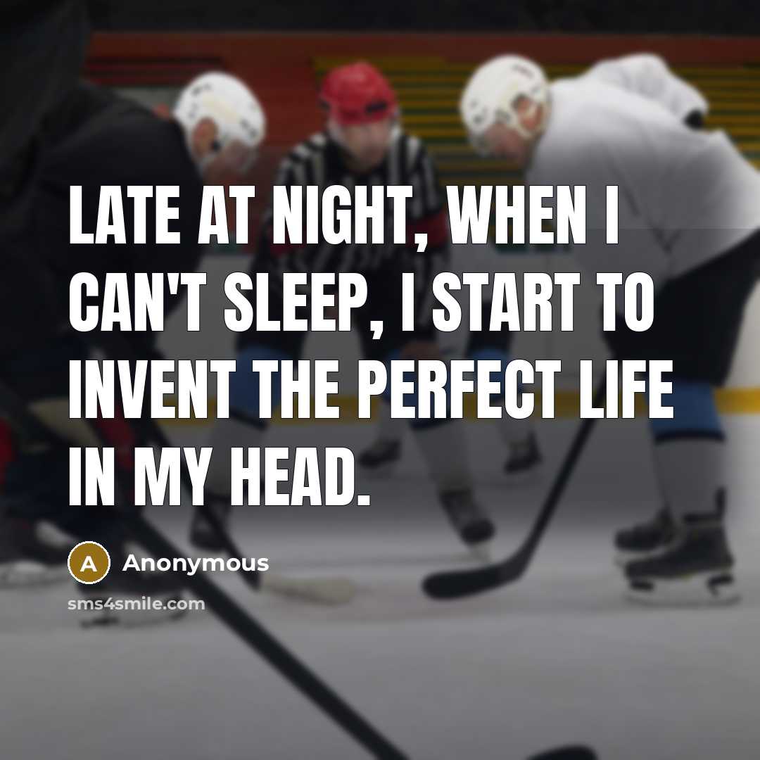 “Late at night, when I can't sleep, I start to invent the perfect life in my head.” quote by Anonymous