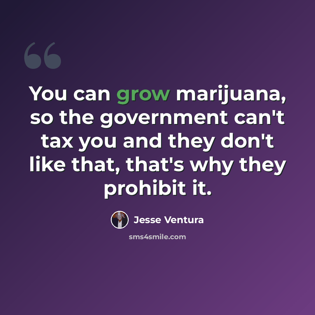 “You can grow marijuana, so the government can't tax you and they don't like that, that's why they prohibit it.” quote by Jesse Ventura