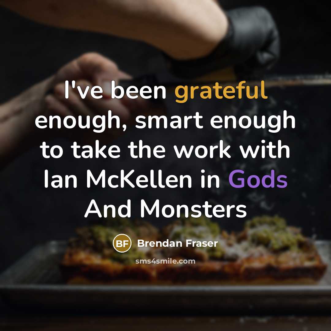 “I've been grateful enough, smart enough to take the work with Ian McKellen in Gods And Monsters” quote by Brendan Fraser