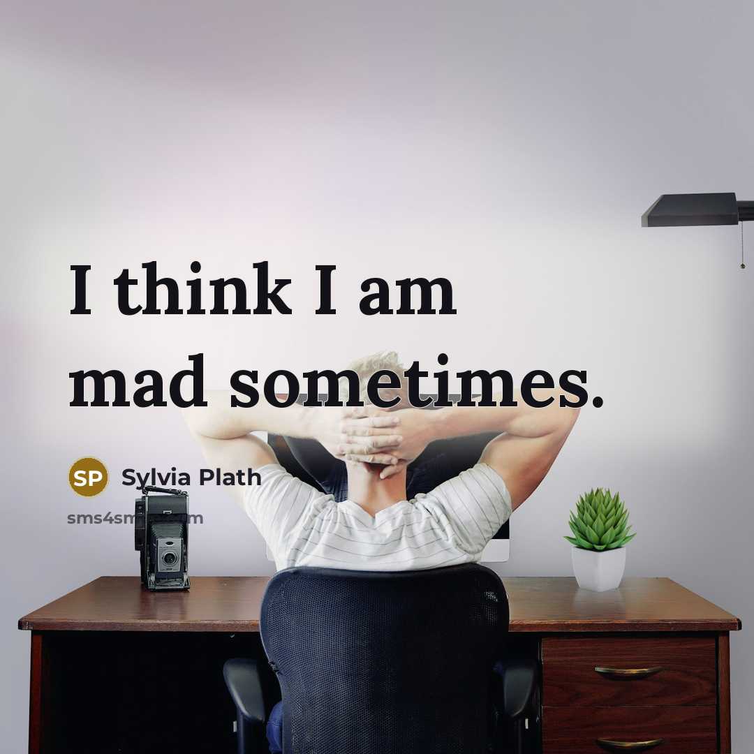 “I think I am mad sometimes.” quote by Sylvia Plath