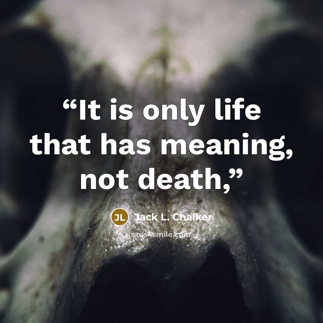 “It is only life that has meaning, not death,” quote by Jack L. Chalker