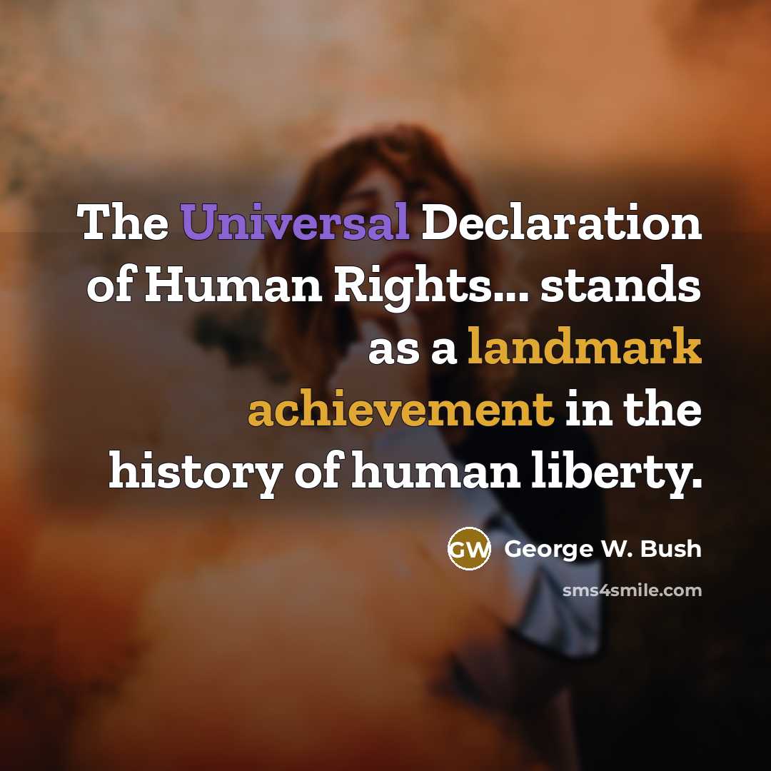 “The Universal Declaration of Human Rights... stands as a landmark achievement in the history of human liberty.” quote by George W. Bush