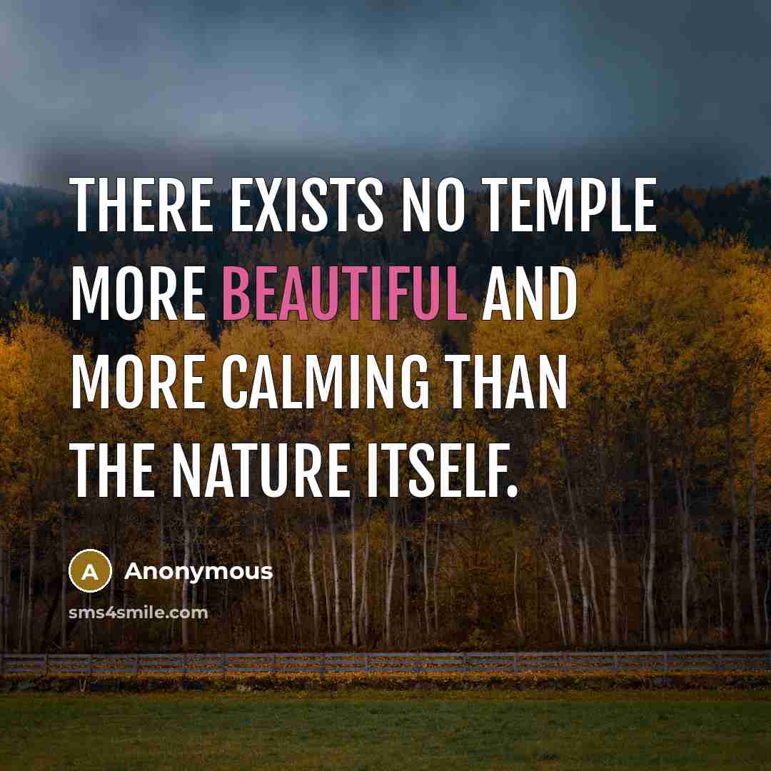 “There exists no temple more beautiful and more calming than the nature itself.” quote by Anonymous