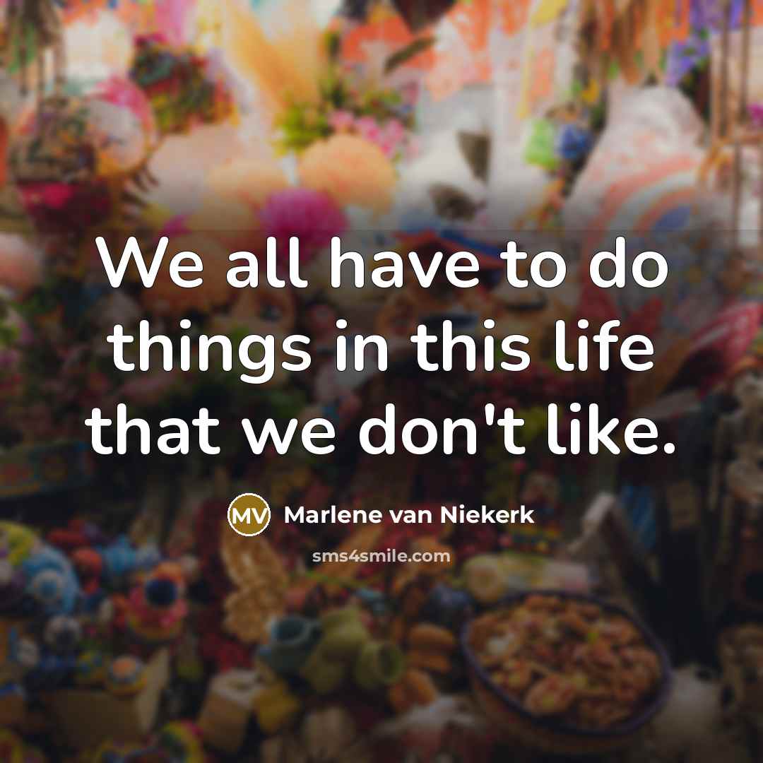 “We all have to do things in this life that we don't like.” quote by Marlene van Niekerk