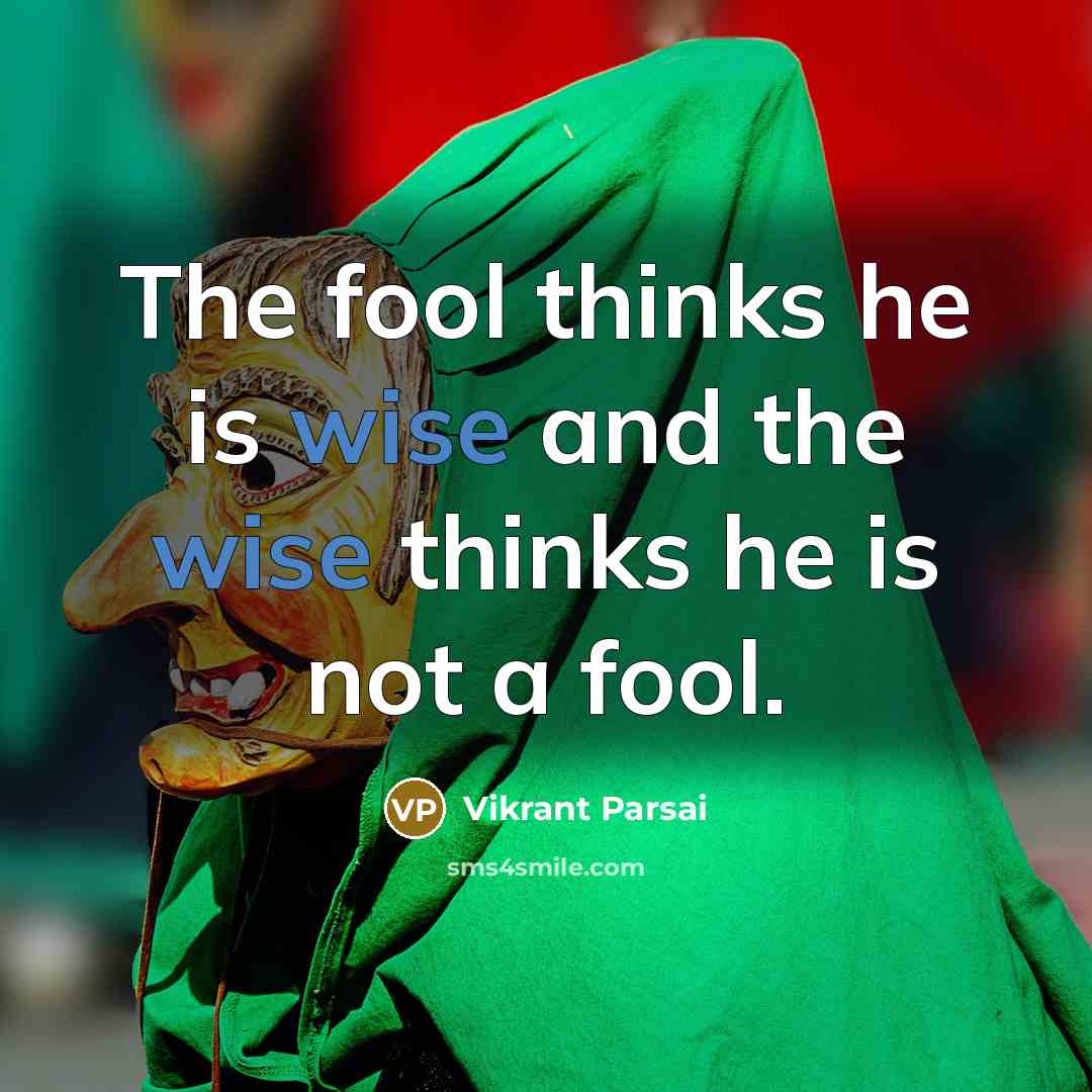 “The fool thinks he is wise and the wise thinks he is not a fool.” quote by Vikrant Parsai