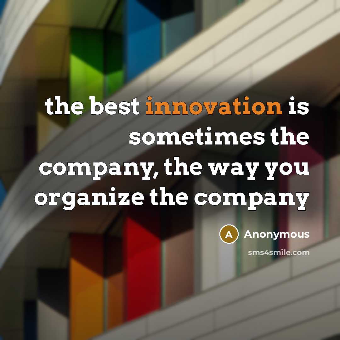 “the best innovation is sometimes the company, the way you organize the company” quote by Anonymous