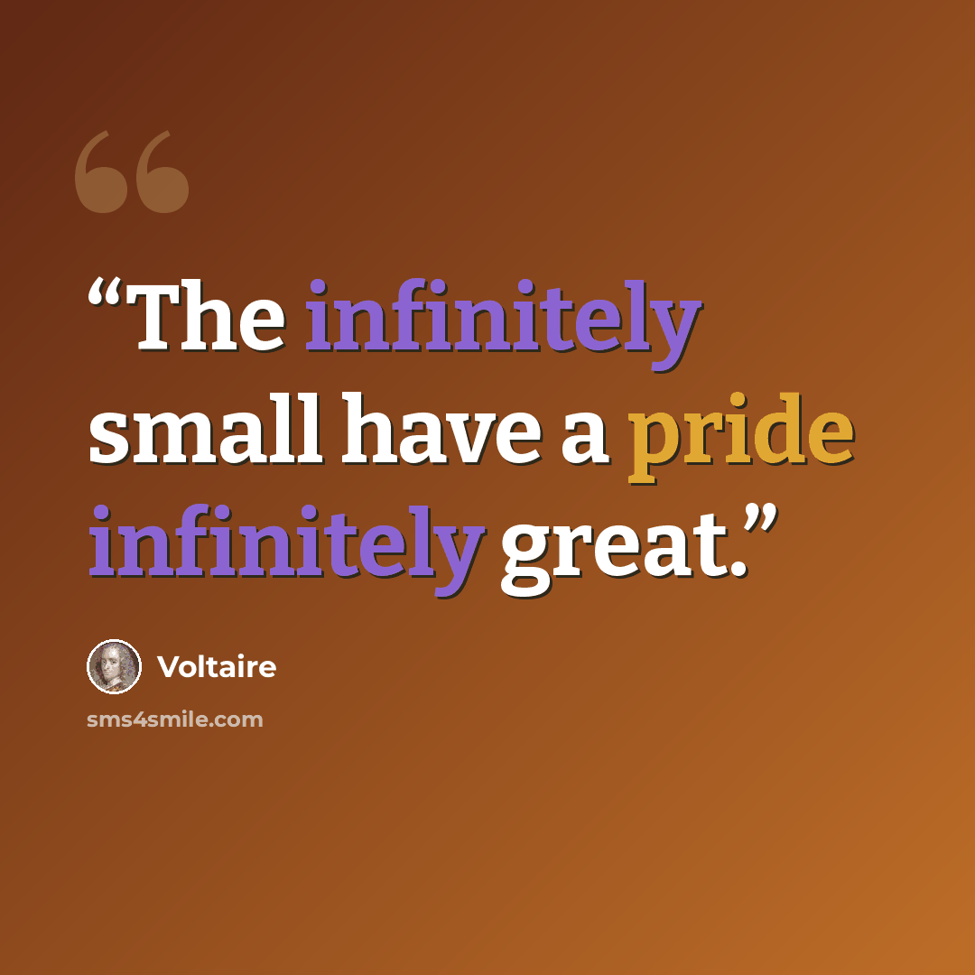 “The infinitely small have a pride infinitely great.” quote by Voltaire