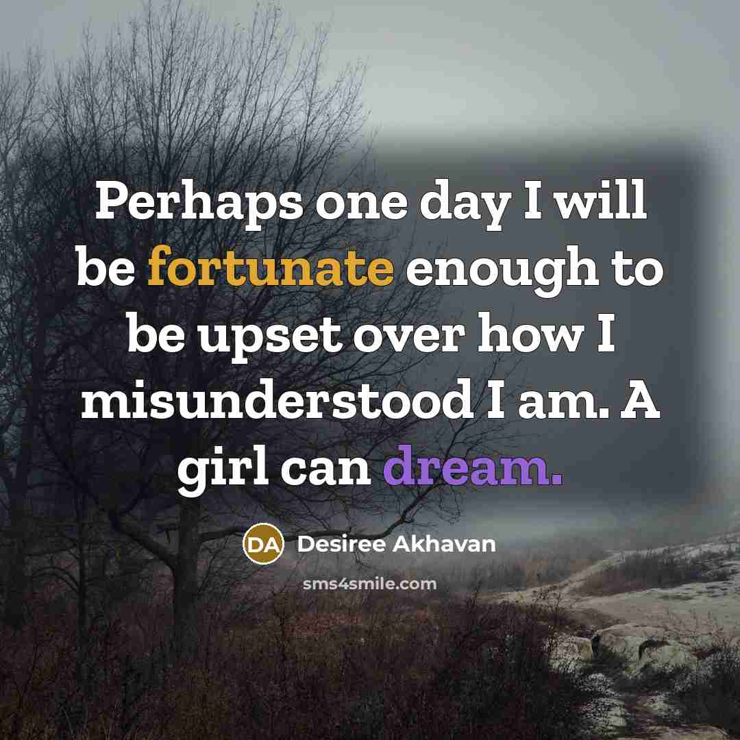 “Perhaps one day I will be fortunate enough to be upset over how I misunderstood I am. A girl can dream.” quote by Desiree Akhavan