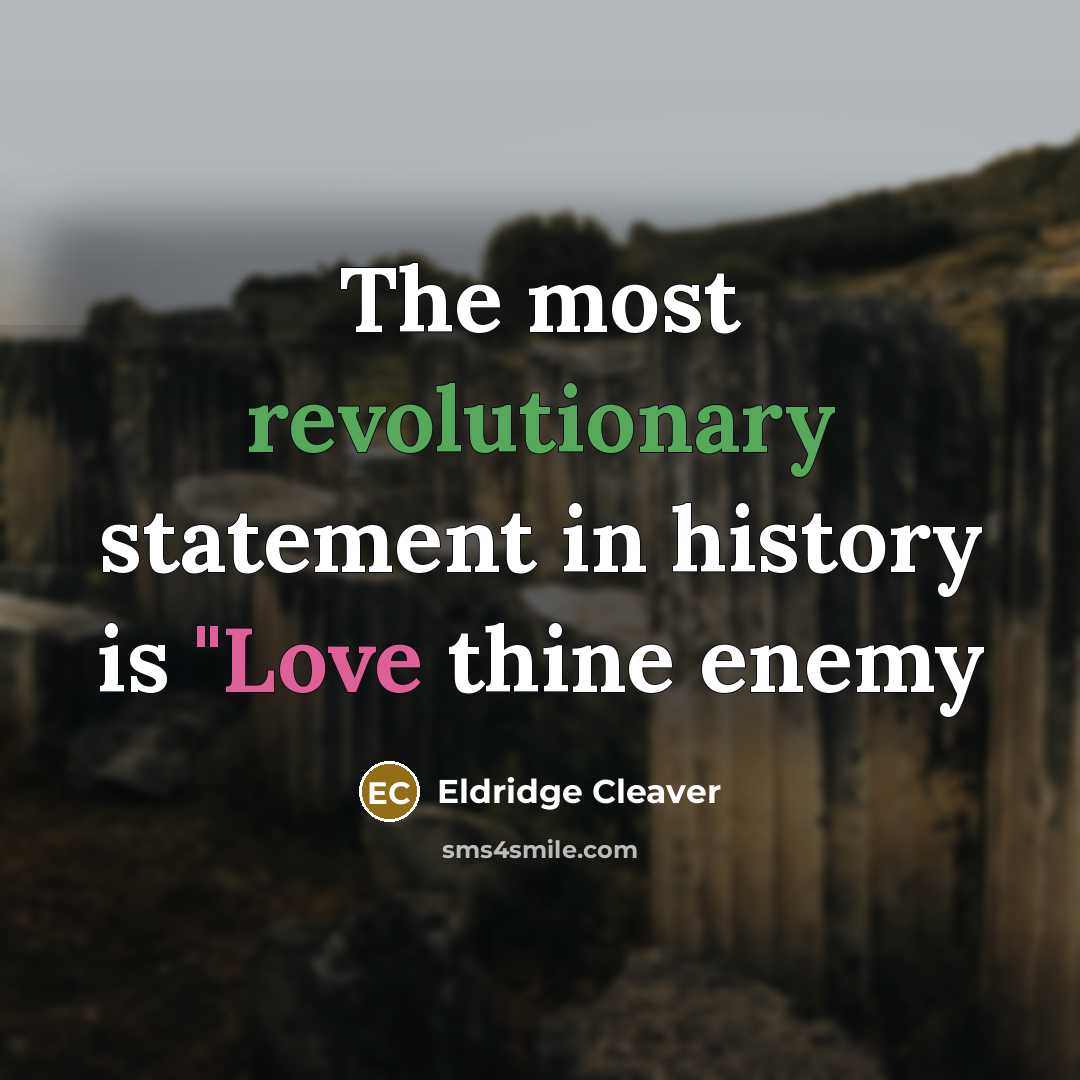 “The most revolutionary statement in history is "Love thine enemy” quote by Eldridge Cleaver