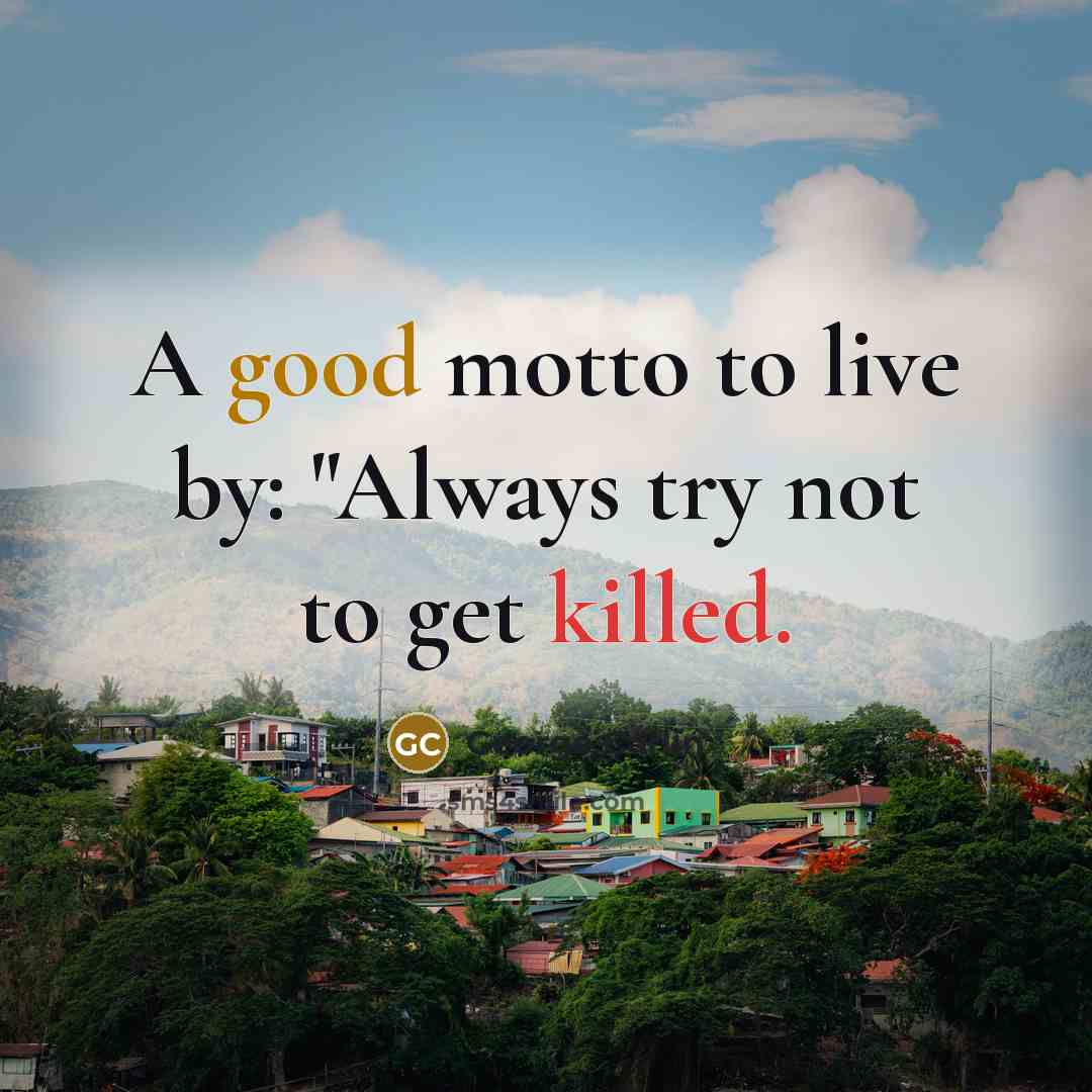 “A good motto to live by: "Always try not to get killed.” quote by George Carlin
