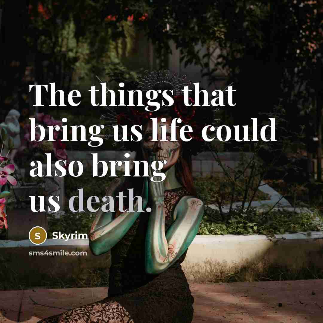 “The things that bring us life could also bring us death.” quote by Skyrim