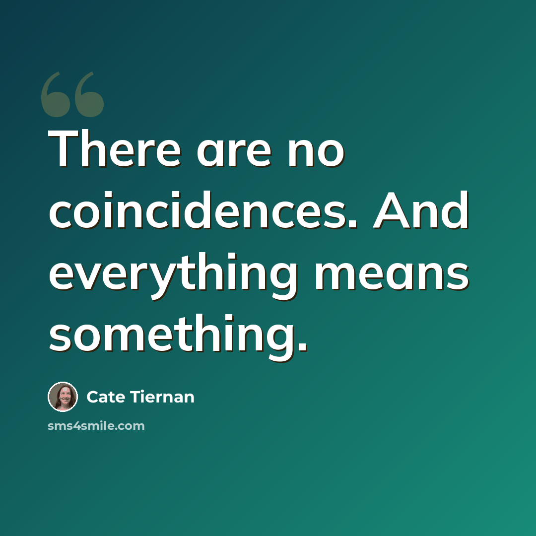 “There are no coincidences. And everything means something.” quote by Cate Tiernan