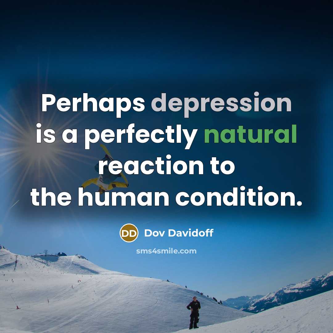“Perhaps depression is a perfectly natural reaction to the human condition.” quote by Dov Davidoff