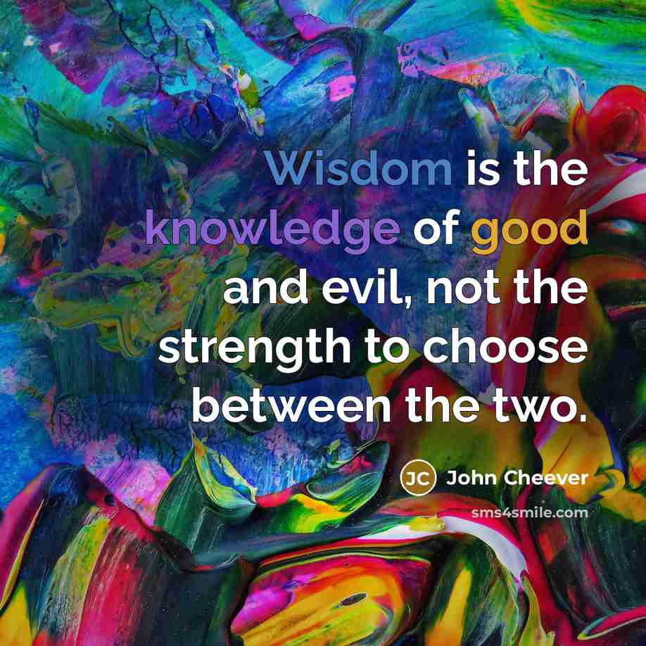 “Wisdom is the knowledge of good and evil, not the strength to choose between the two.” quote by John Cheever