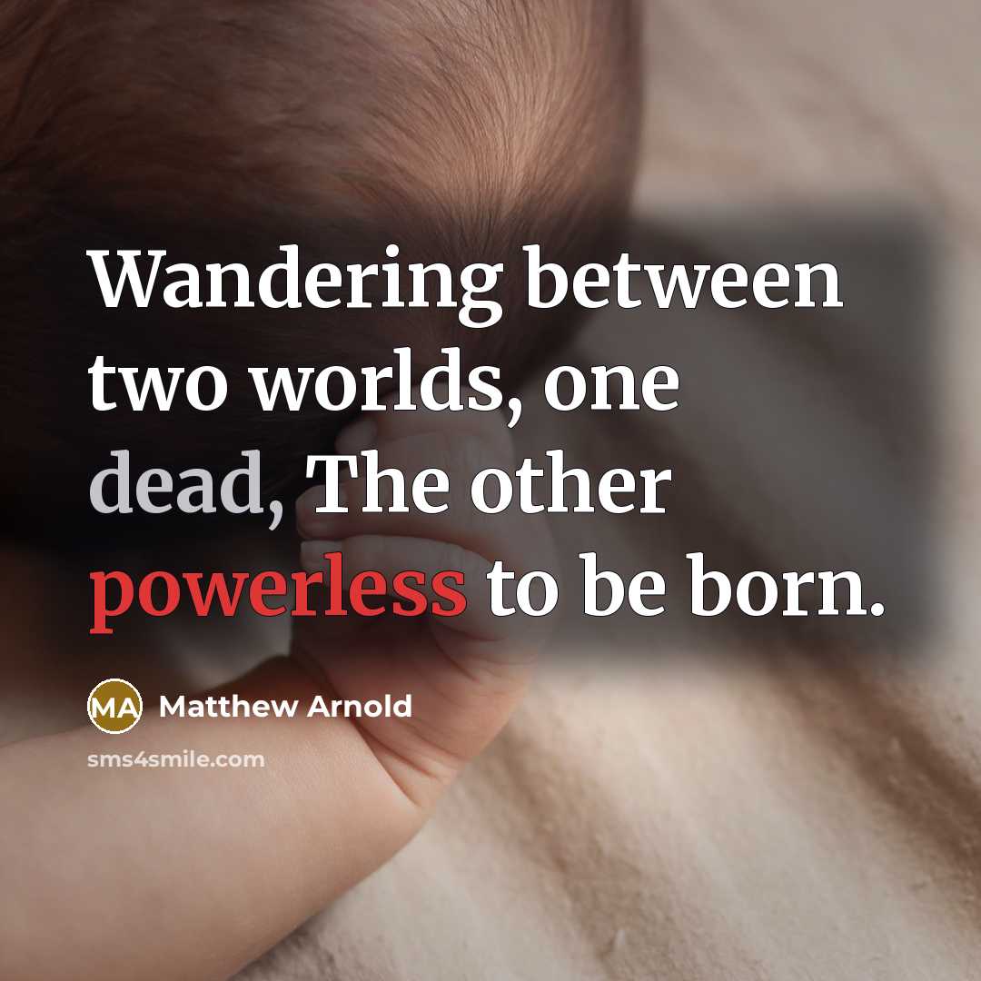 “Wandering between two worlds, one dead, The other powerless to be born.” quote by Matthew Arnold