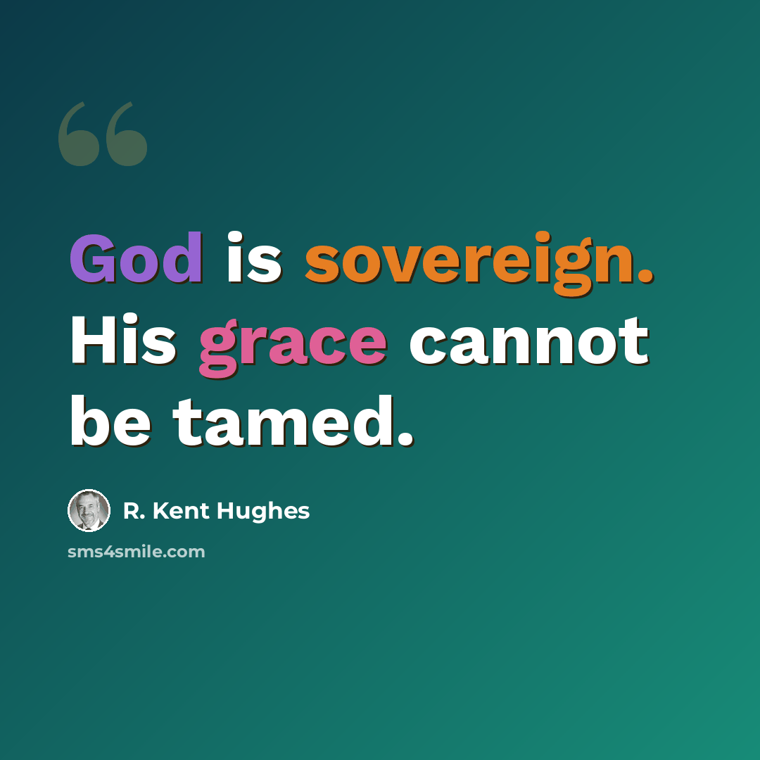 “God is sovereign. His grace cannot be tamed.” quote by R. Kent Hughes