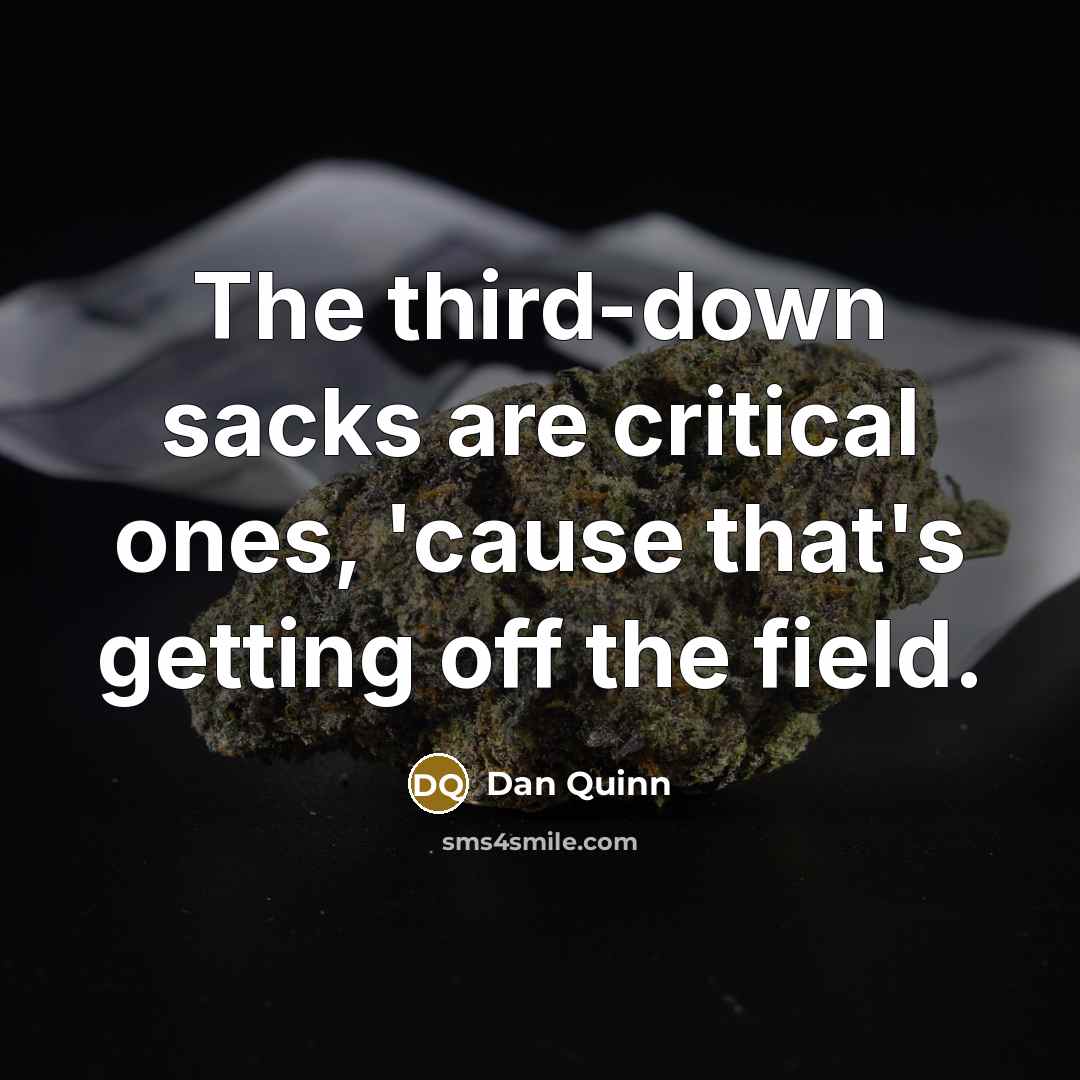 “The third-down sacks are critical ones, 'cause that's getting off the field.” quote by Dan Quinn