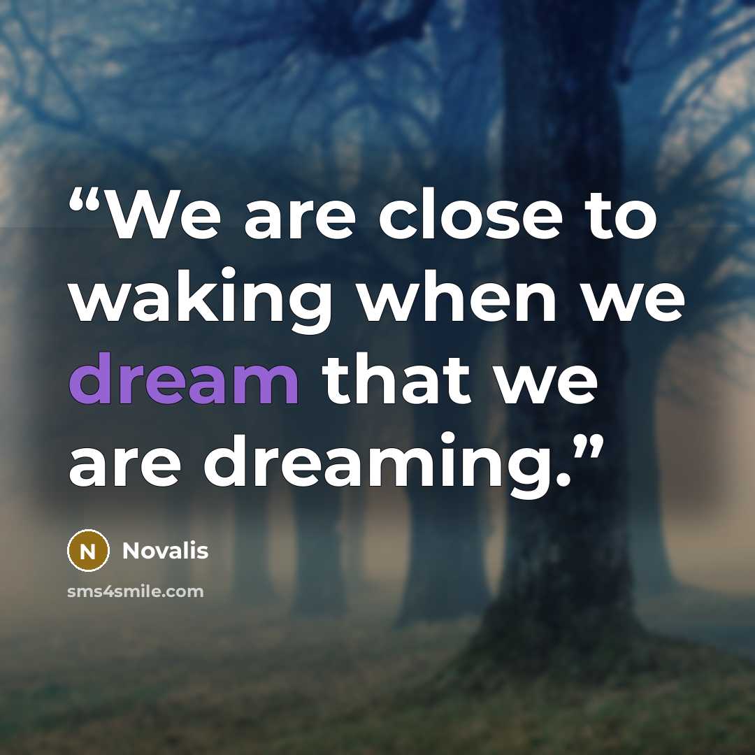 “We are close to waking when we dream that we are dreaming.” quote by Novalis