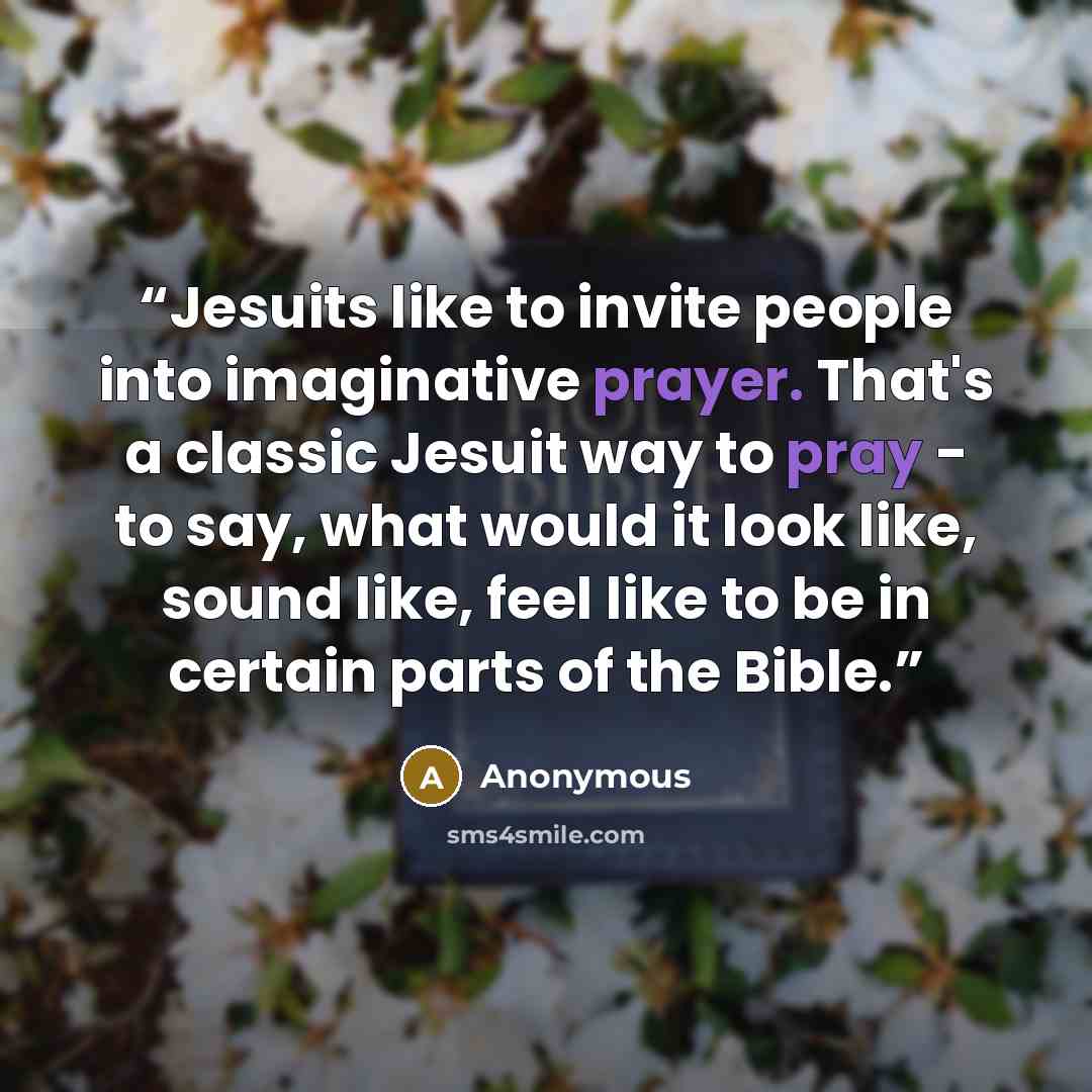“Jesuits like to invite people into imaginative prayer. That's a classic Jesuit way to pray - to say, what would it look like, sound like, feel like to be in certain parts of the Bible.” quote by Anonymous