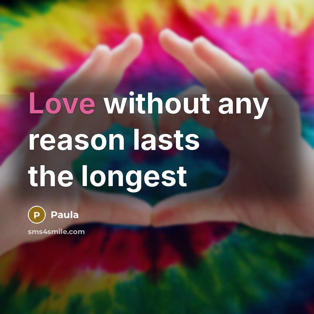 “Love without any reason lasts the longest” quote by Paula