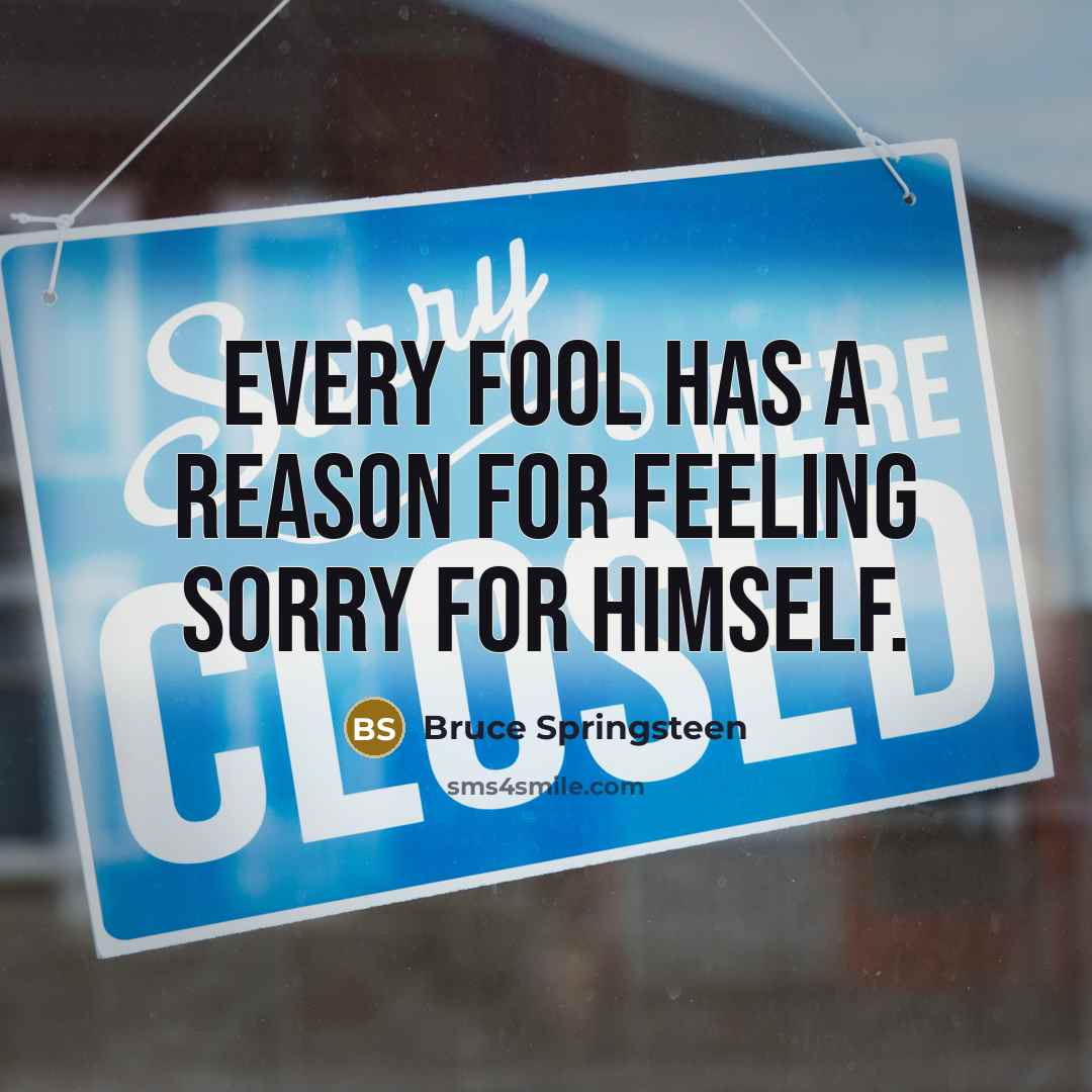 “Every fool has a reason for feeling sorry for himself.” quote by Bruce Springsteen