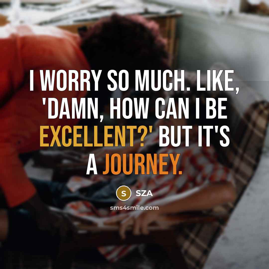 “I worry so much. Like, 'Damn, how can I be excellent?' But it's a journey.” quote by SZA