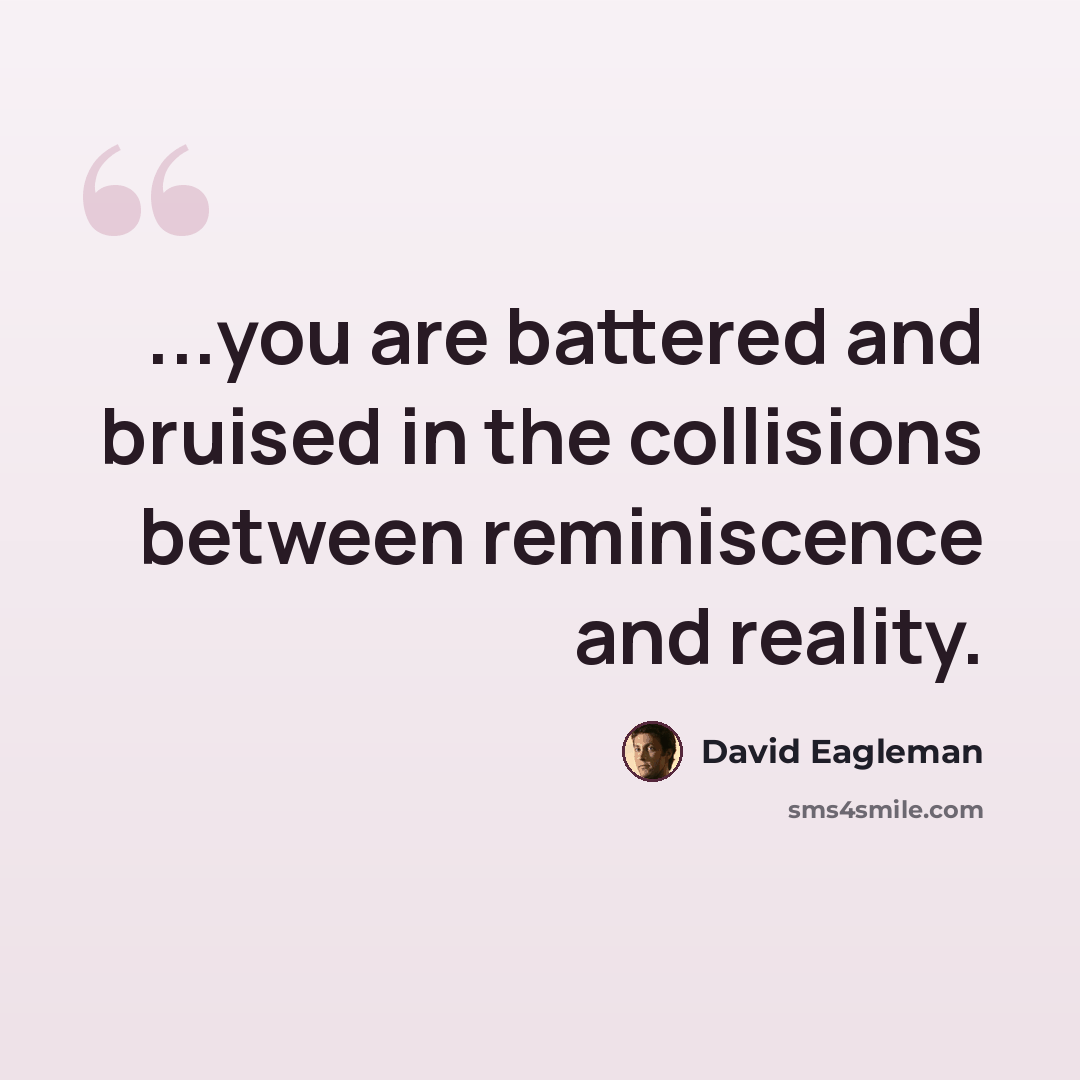 “...you are battered and bruised in the collisions between reminiscence and reality.” quote by David Eagleman