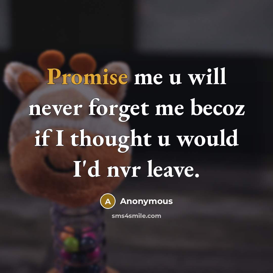 “Promise me u will never forget me becoz if I thought u would I'd nvr leave.” quote by Anonymous