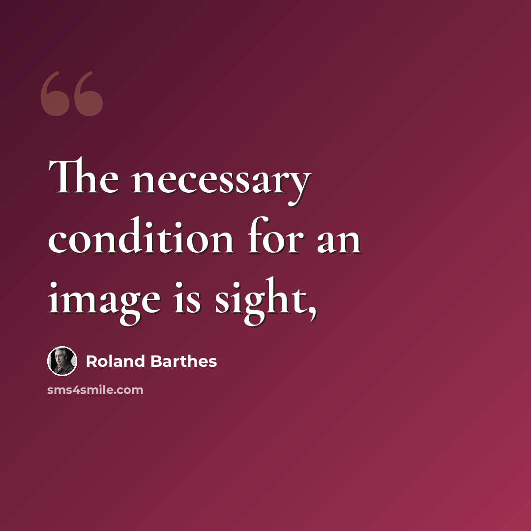 “The necessary condition for an image is sight,” quote by Roland Barthes