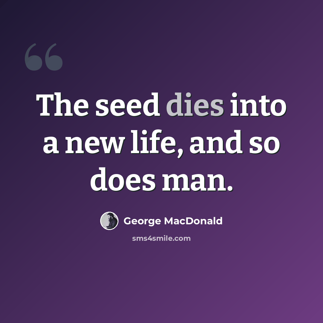 “The seed dies into a new life, and so does man.” quote by George MacDonald