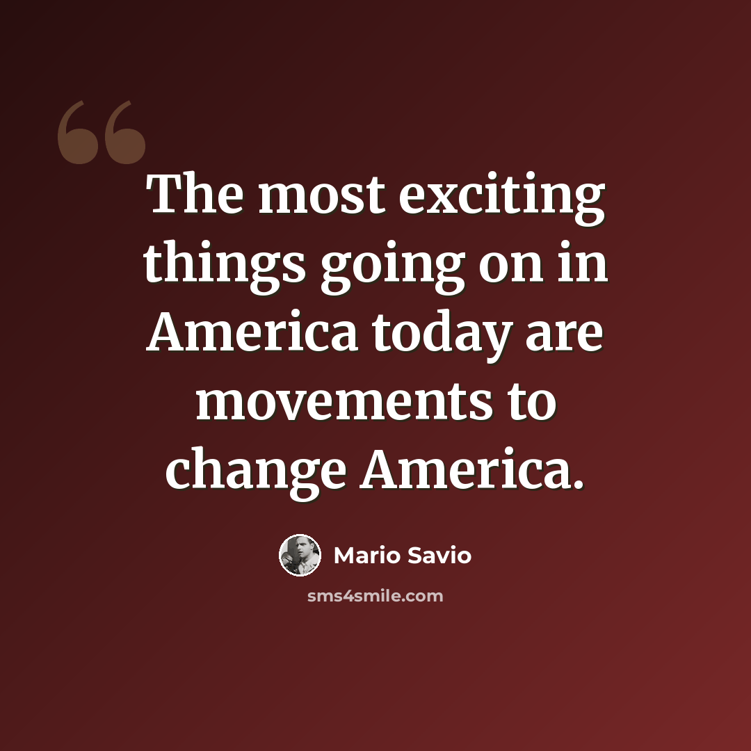 “The most exciting things going on in America today are movements to change America.” quote by Mario Savio