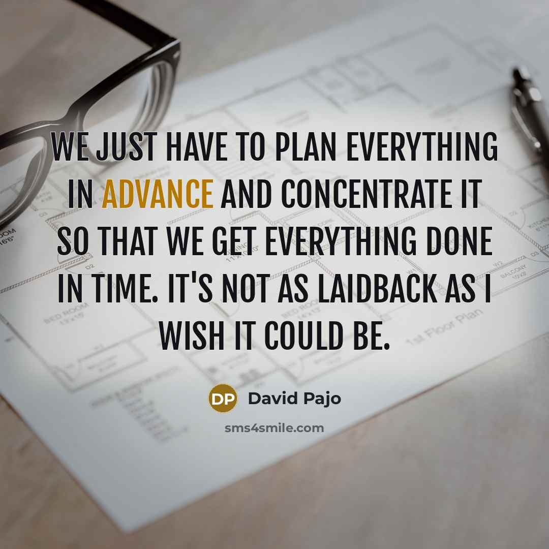 “We just have to plan everything in advance and concentrate it so that we get everything done in time. It's not as laidback as I wish it could be.” quote by David Pajo