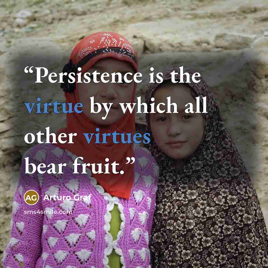 “Persistence is the virtue by which all other virtues bear fruit.” quote by Arturo Graf
