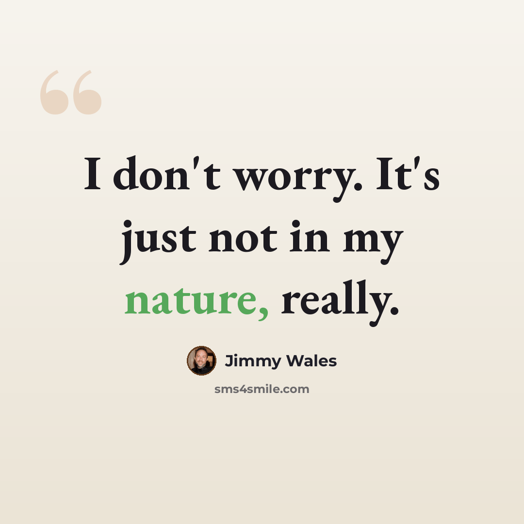 “I don't worry. It's just not in my nature, really.” quote by Jimmy Wales