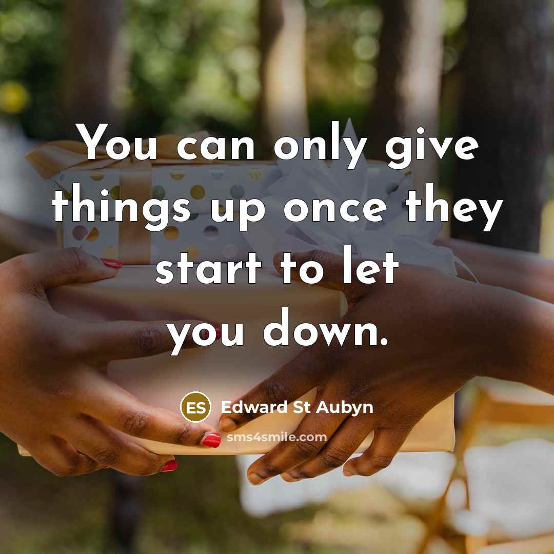 “You can only give things up once they start to let you down.” quote by Edward St Aubyn