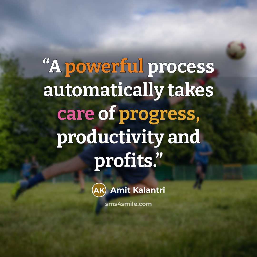 “A powerful process automatically takes care of progress, productivity and profits.” quote by Amit Kalantri